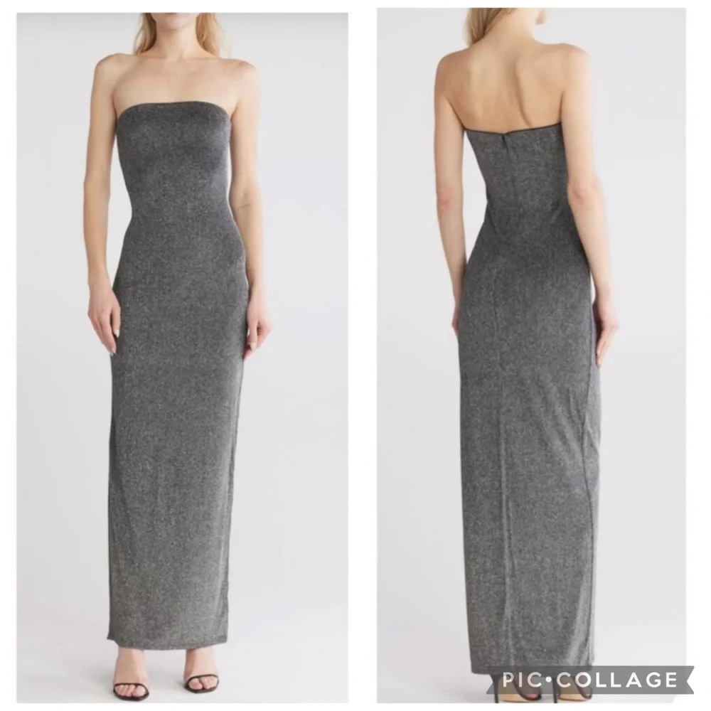 naked wardrobe silver dress vegan leather midi dress, naked wardrobe, original